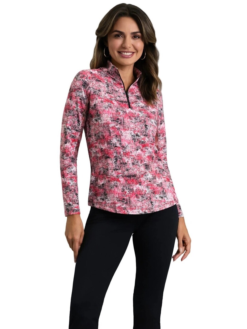 IBKUL Kate Long Vented Sleeve Mock Neck Size M Multicolor EUC #845
